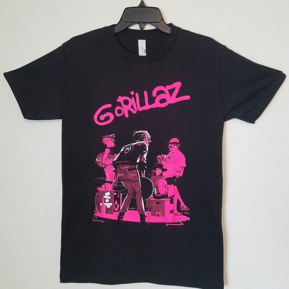 New "Gorillaz Pink Cartoon" Unisex Silkscreen Band T-Shirt. Available Small-2XL